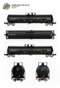 30 000 Gallon Tank Car V2 - H0 (1:87) STL files